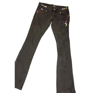 VNTG Akademiks Jeans Bootcut Y2K Grunge Black Streetwear Studded Accent Retro 32